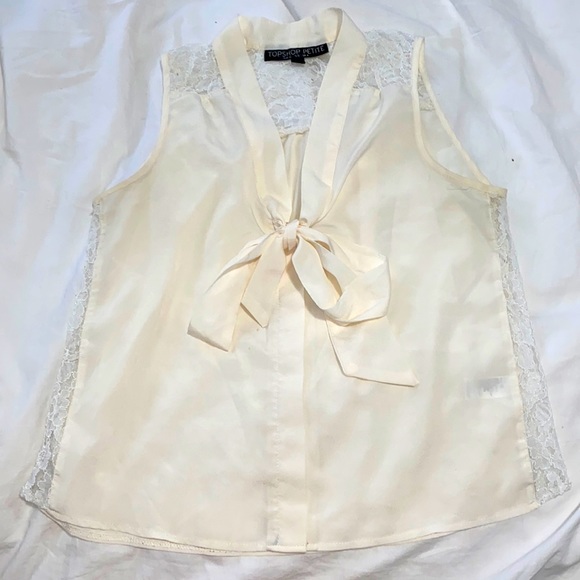 Cream topshop sleeveless blouse - Picture 1 of 3